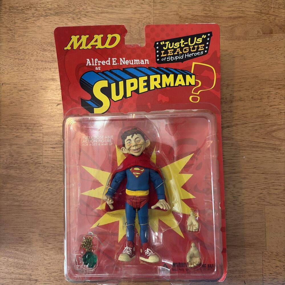 Alfred E. Neuman as Superman Action Figure Just-Us League DC Mad 1998 Amricons